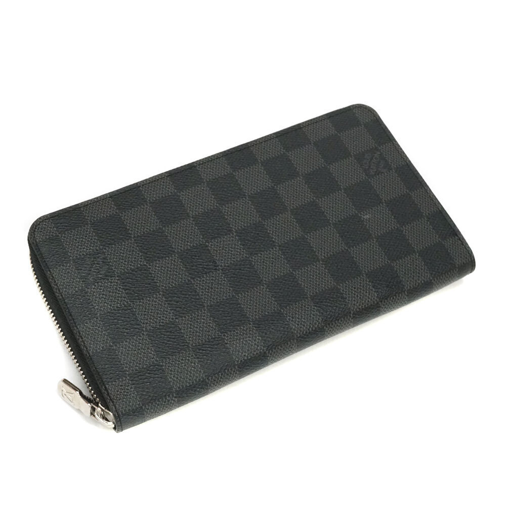 Louis Vuitton Zippy Wallet Organizer NM Long Wallet Leather Graphite Black